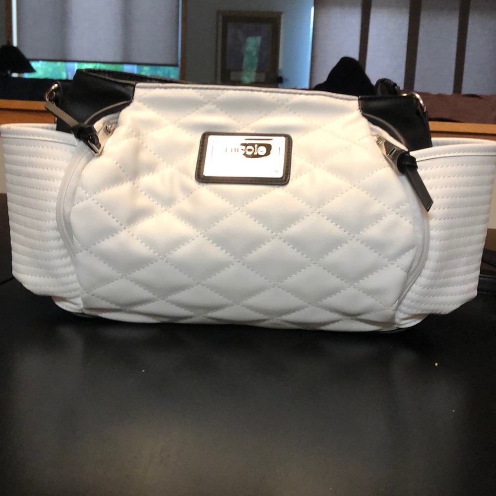 Nicole Miller white and black shoulder bag